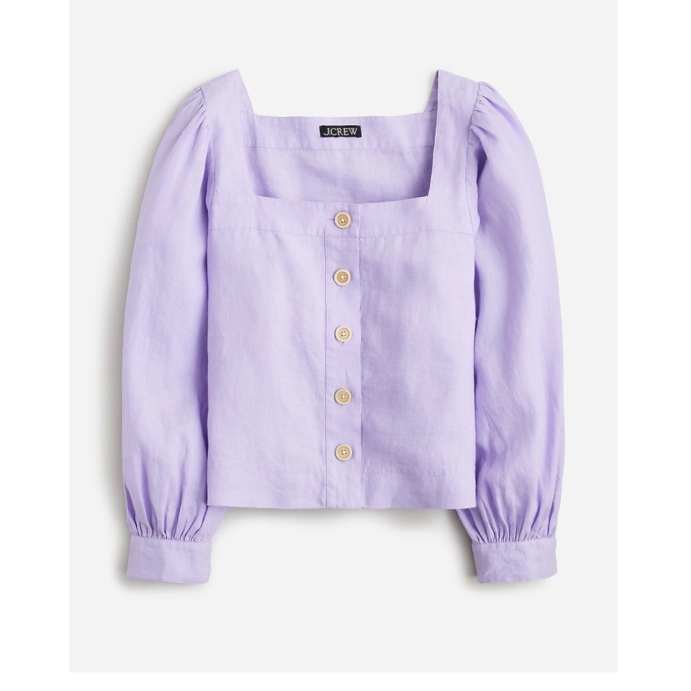 J.Crew Squareneck button up top in linen - Size S